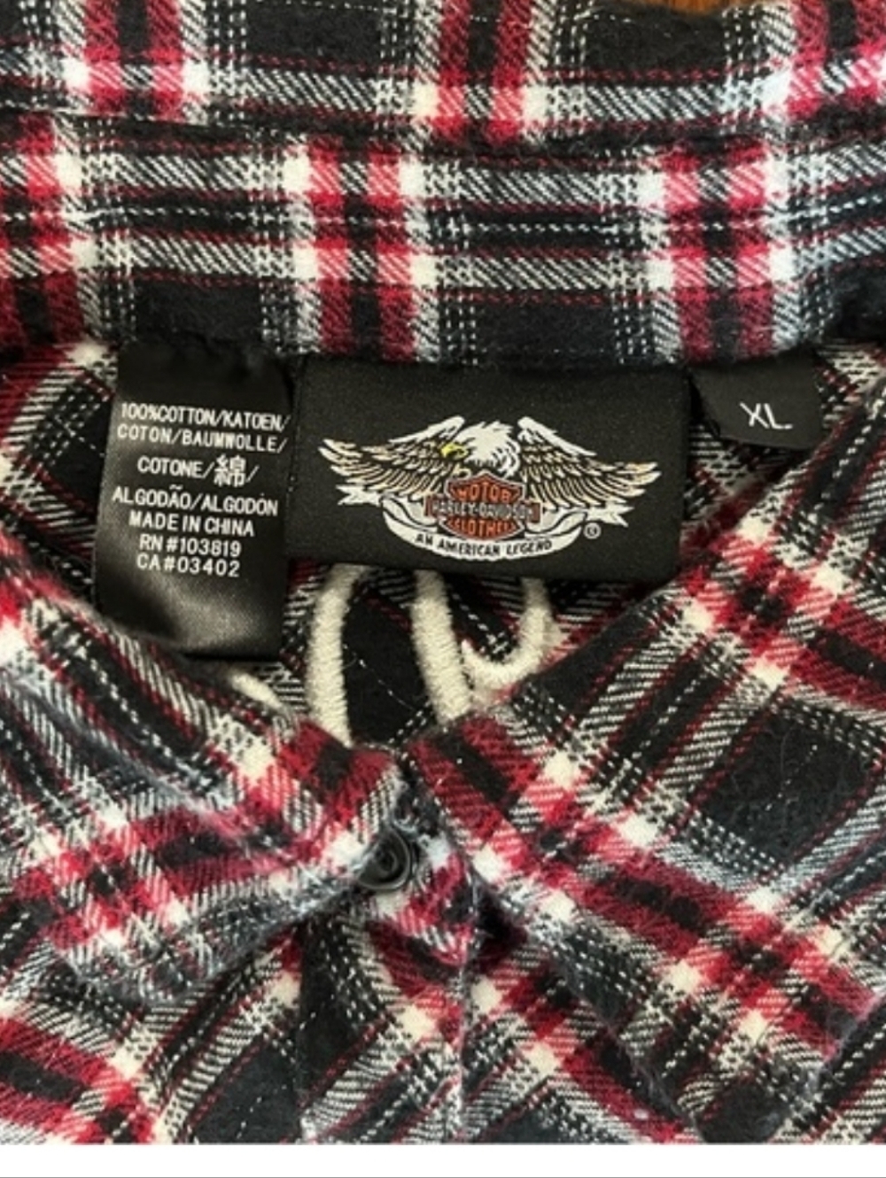 Harley Davidson red black silver long sleeve button down shirt - XL - Picture 6 of 6